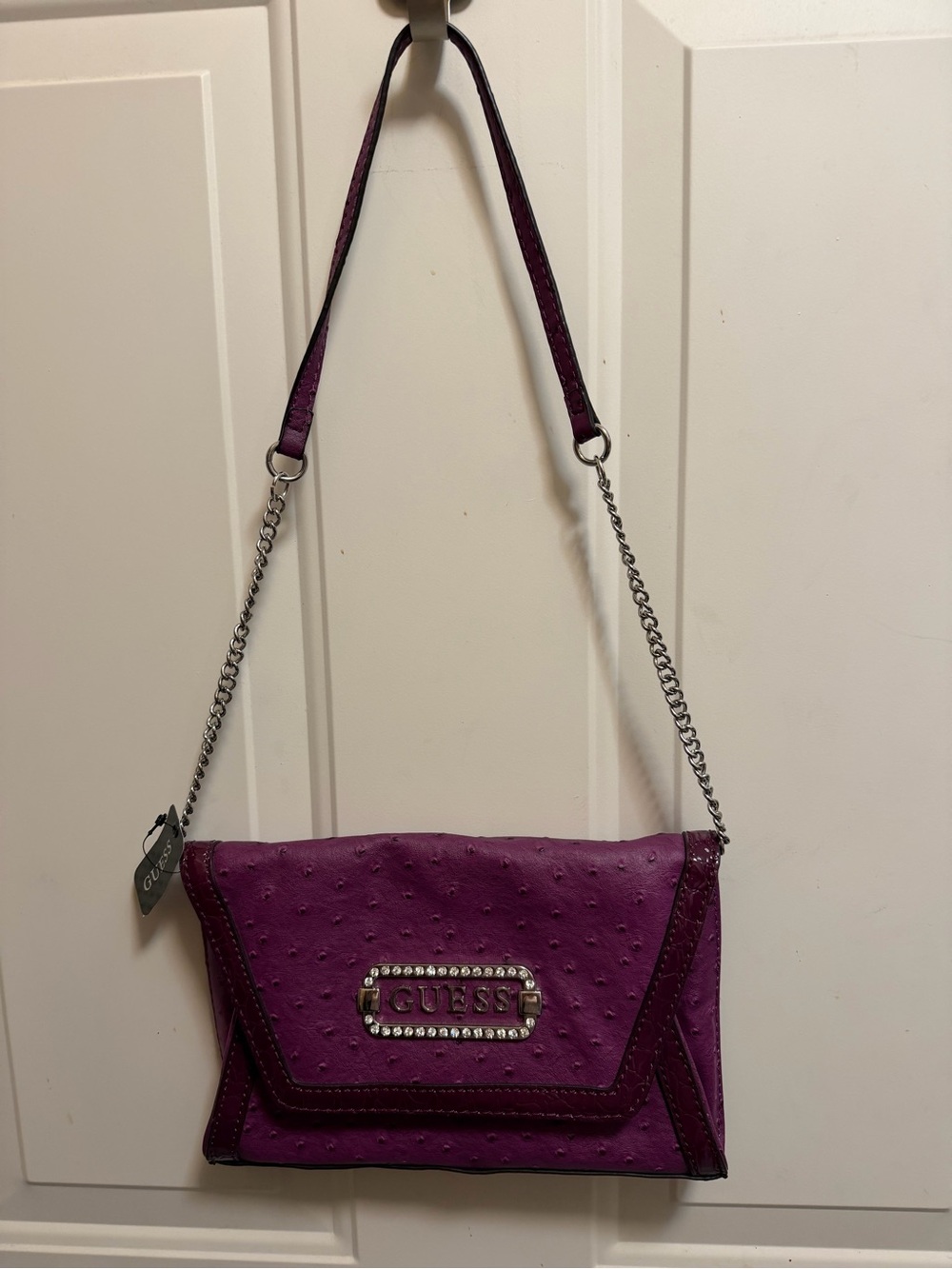 Guess Plum Purple Crossbody Bag with Chain Strap